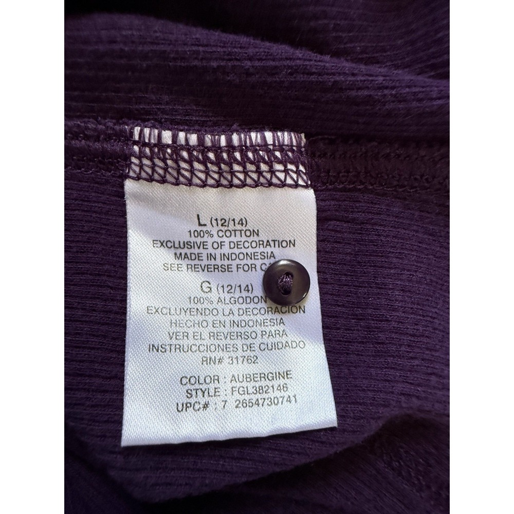 Faded Glory Womens top Henley Cuff Sleeve Purple Size Large - Picture 4 of 4
